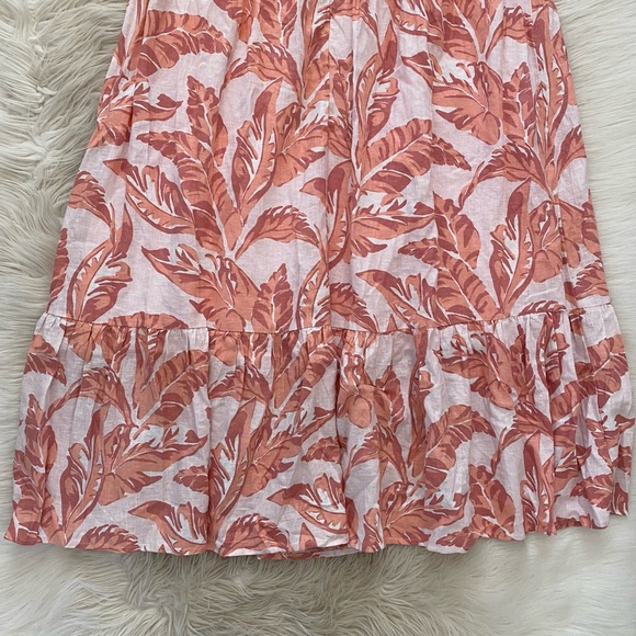 Bardot Linen Blend Pink Palm Leaf Halter Neck Flowy Tropica Midi Dress Revolve - Picture 10 of 13